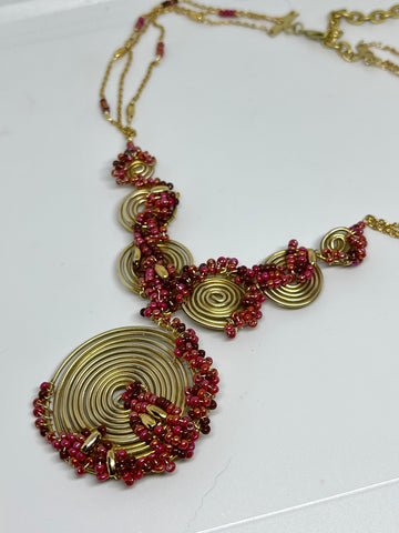 Beaded Blossom Swirl Necklace