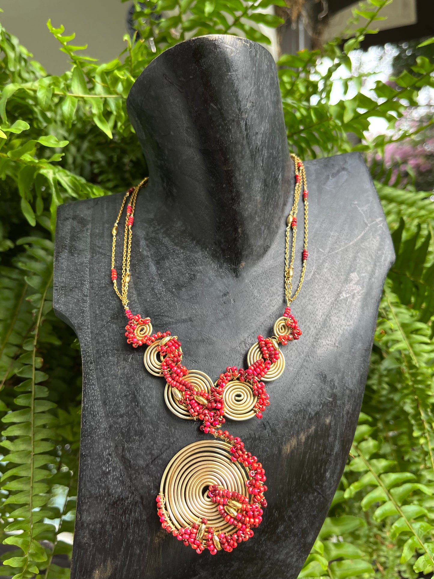 Beaded Blossom Swirl Necklace