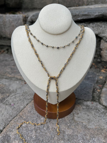 Braided Chain and Pyrite Layered Necklace