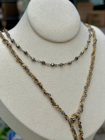 Braided Chain and Pyrite Layered Necklace