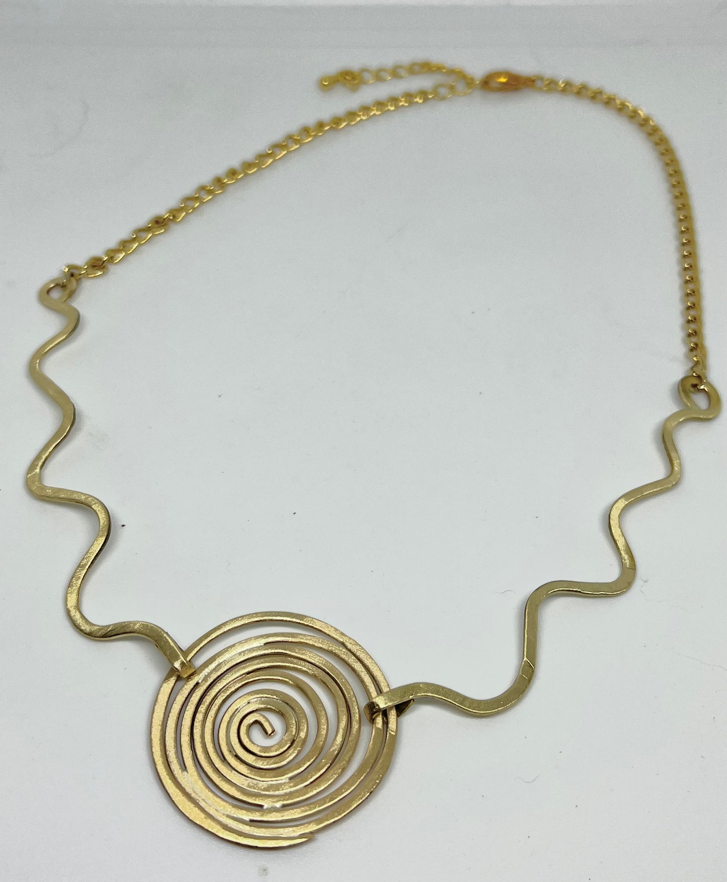 Brass Hammered Swirls Necklace