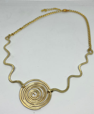 Brass Hammered Swirls Necklace