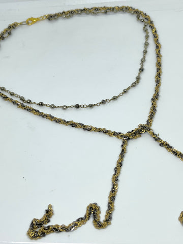 Braided Chain and Pyrite Layered Necklace