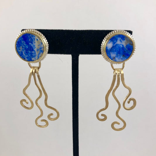 Lapis Swirly Dangle Studs