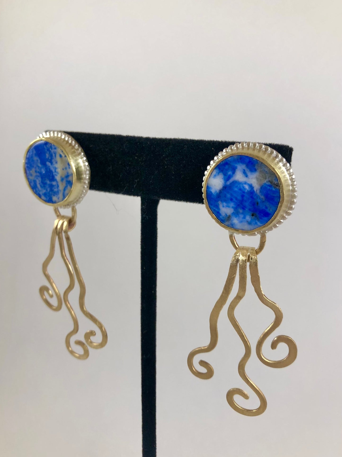 Lapis Swirly Dangle Studs