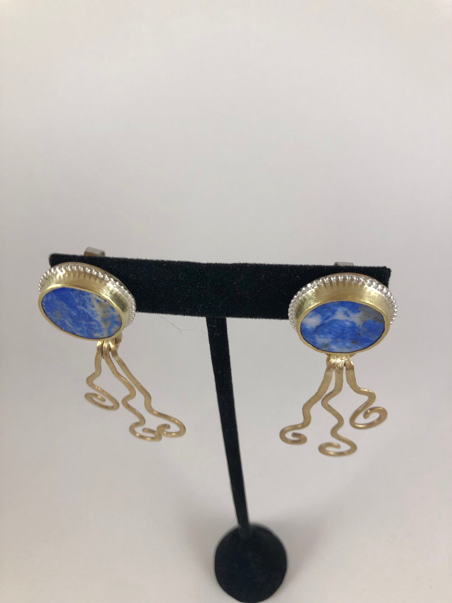 Lapis Swirly Dangle Studs